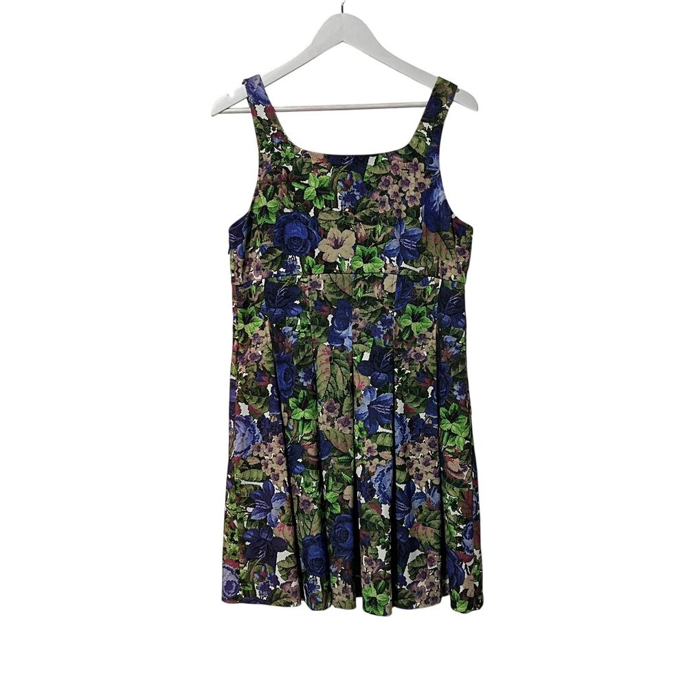 DARLING WOMENS XLARGE ALICE FLORAL FLARE OCCASION DRESS BLUE NEW - Picture 2 of 12